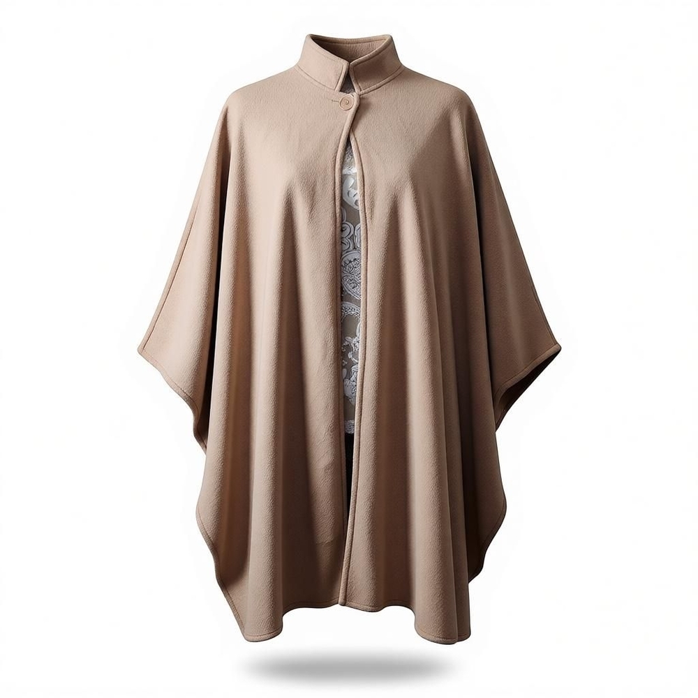 Mountain Lake Fleece Poncho/Cape -  One Size Camel Brown Minimalist Neutral